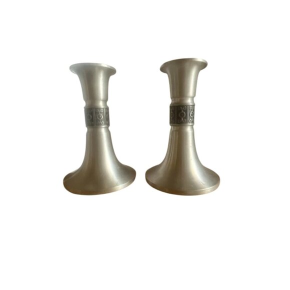 Vtg Haugrud MCM Pewter Candlesticks 5" Model #403, Norway - Picture 3 of 7